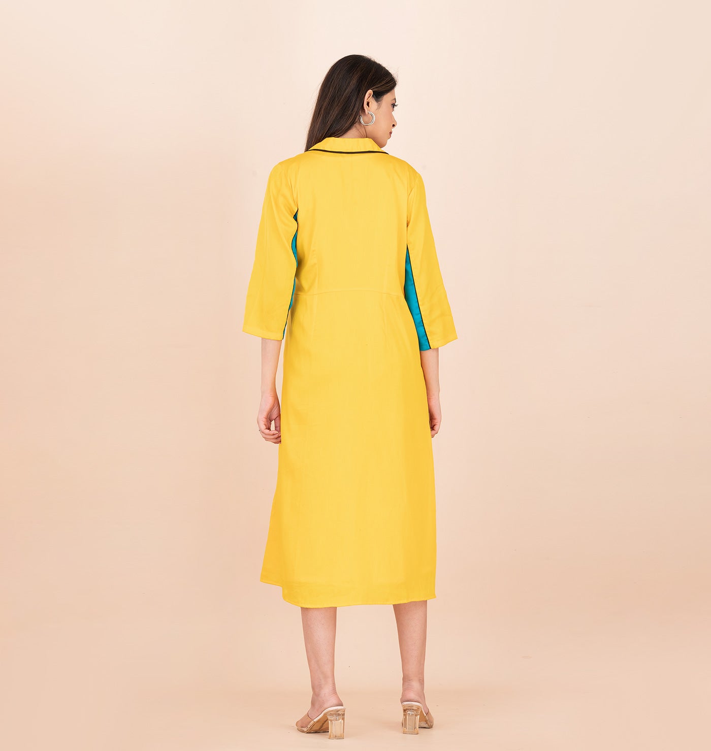 Pure cotton lapel  embroidered shirt dress