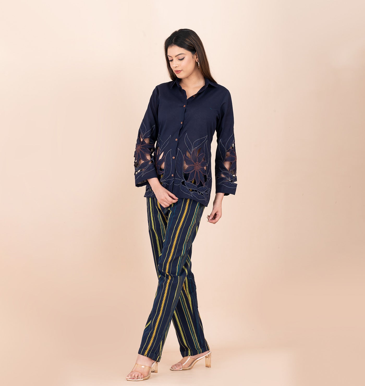 Navy blue cutwork coords