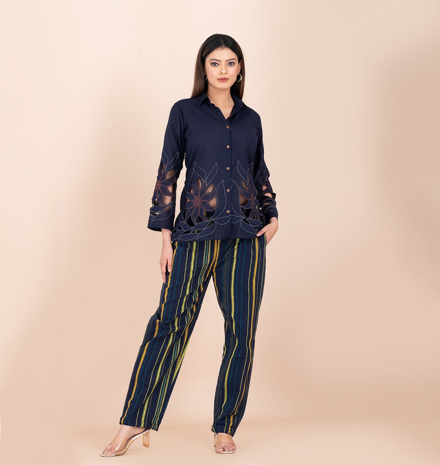 Navy blue cutwork coords