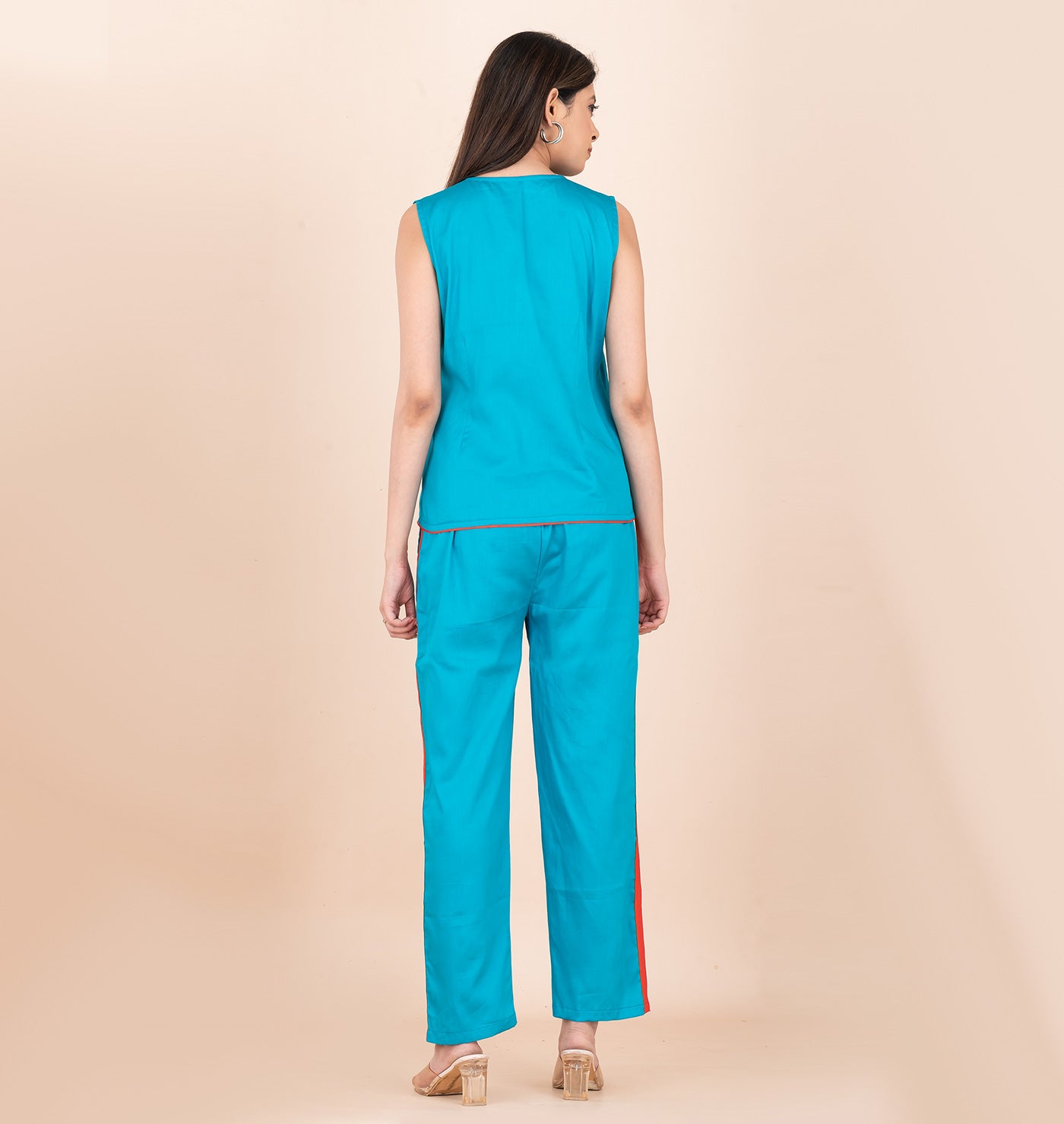 Turquoise wasitcoat coord set