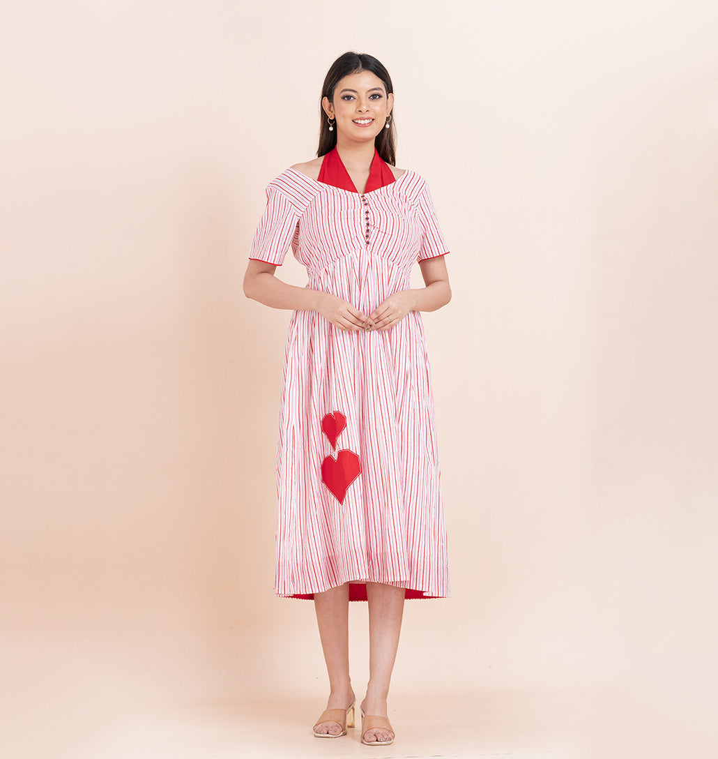 Halter neck Heart Applique dress