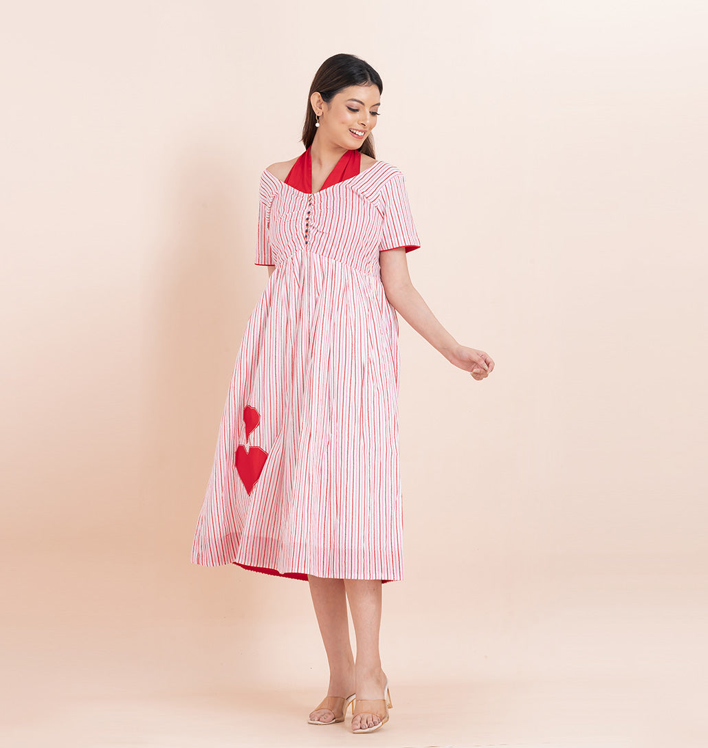 Halter neck Heart Applique dress