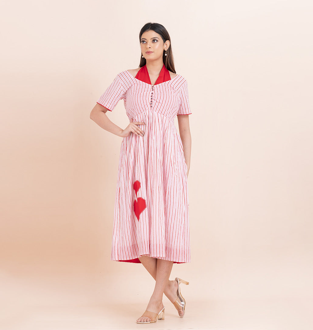 Halter neck Heart Applique dress