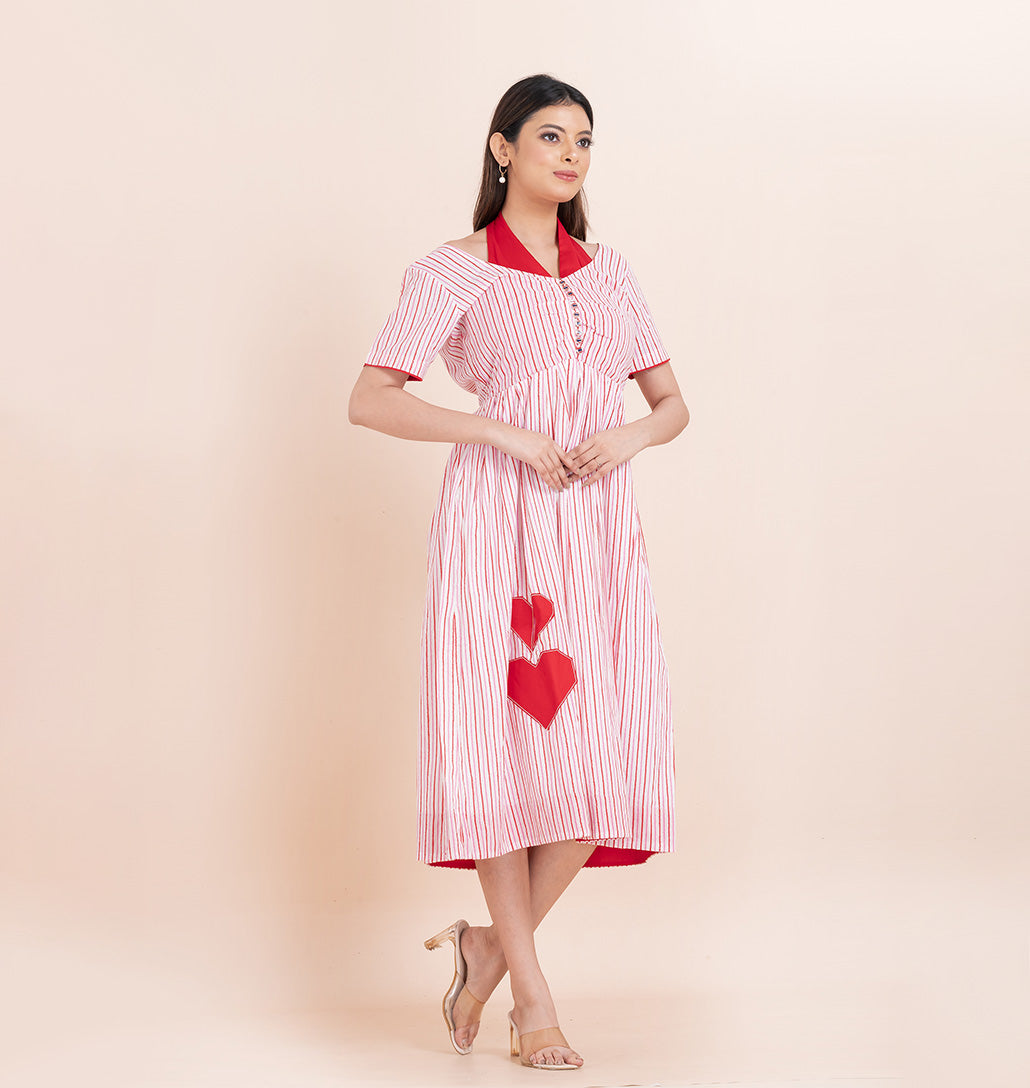 Halter neck Heart Applique dress