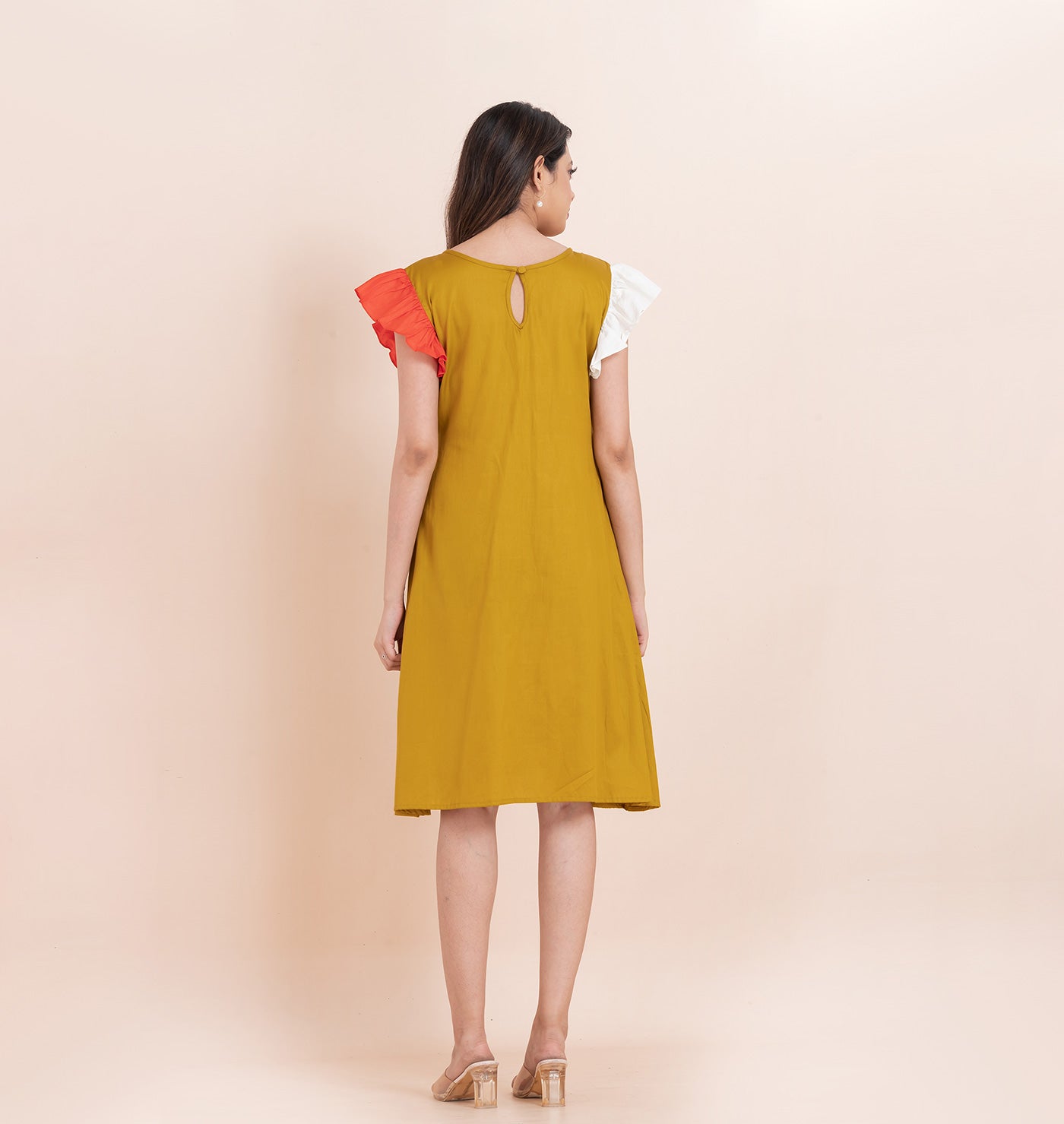 Olive applique skater dress