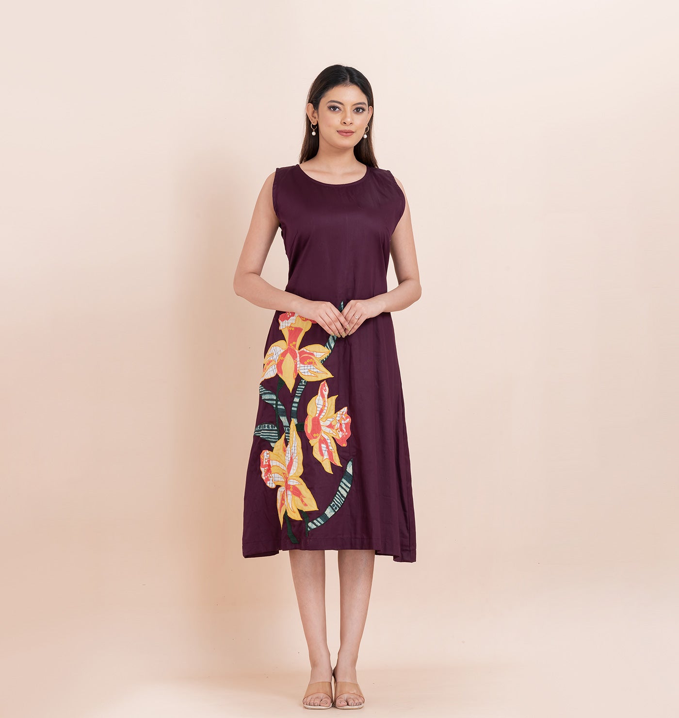 Purple Floral Applique dress