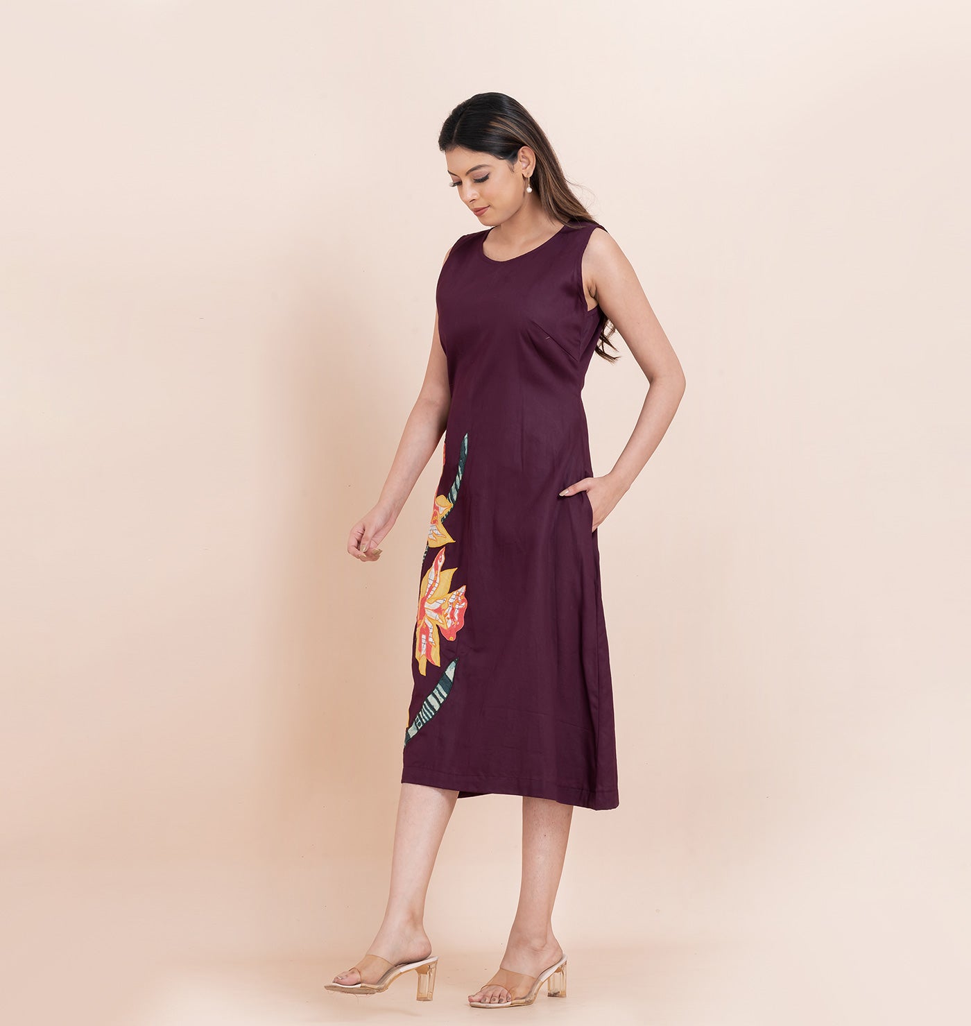 Purple Floral Applique dress