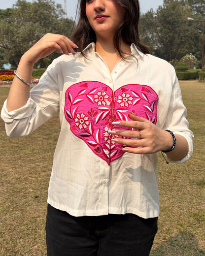 pure cotton women embroidered shirt