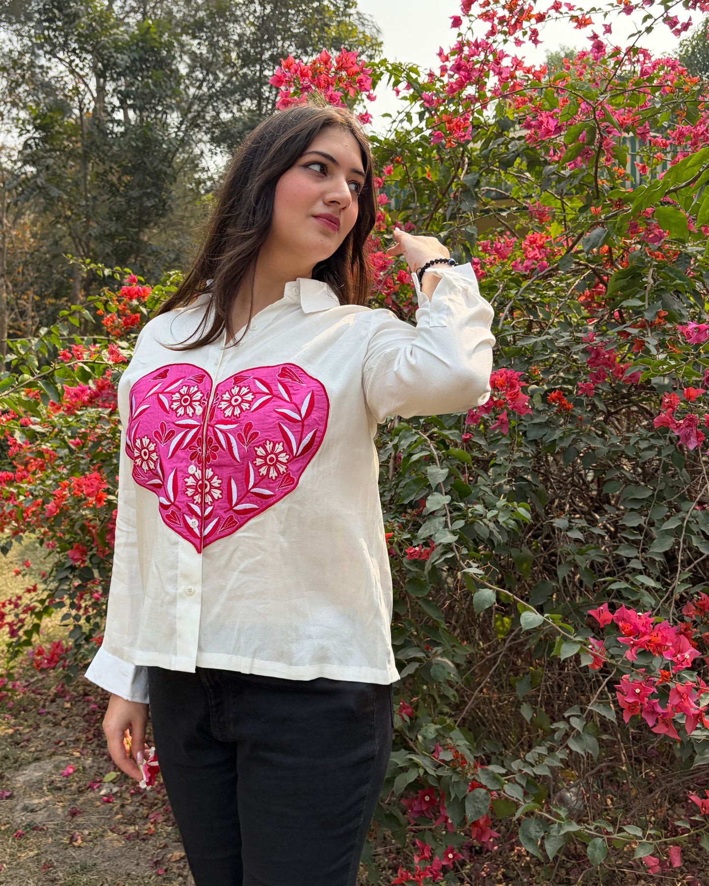 pure cotton women embroidered shirt