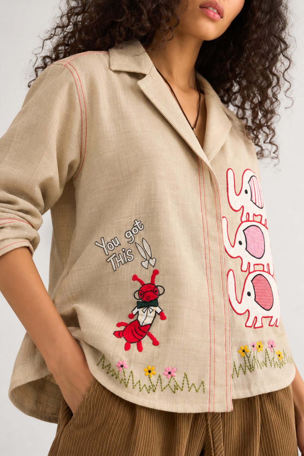 Haathi Chiti Women’s Linen Lapel Collar Shirt