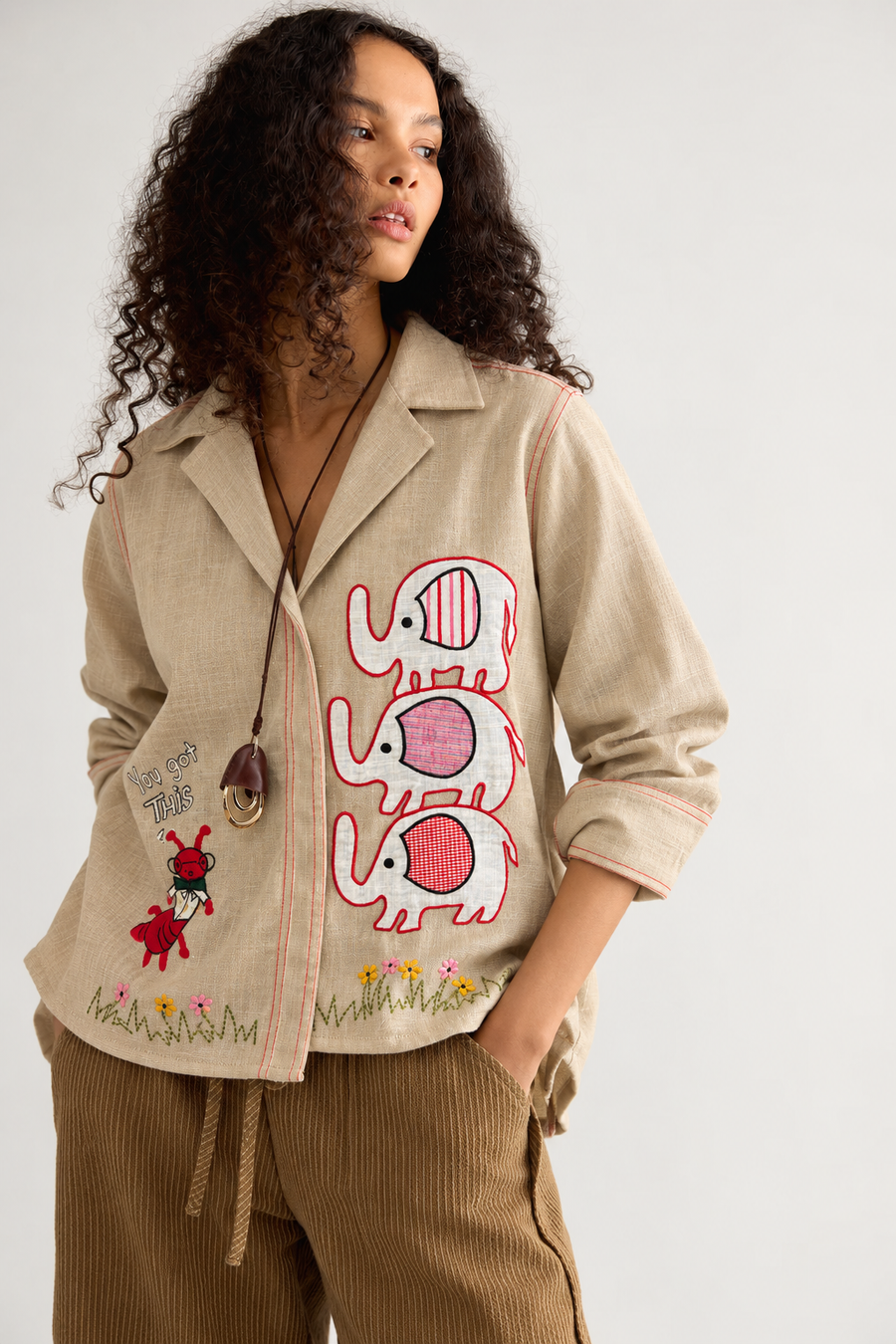 Haathi Chiti Women’s Linen Lapel Collar Shirt