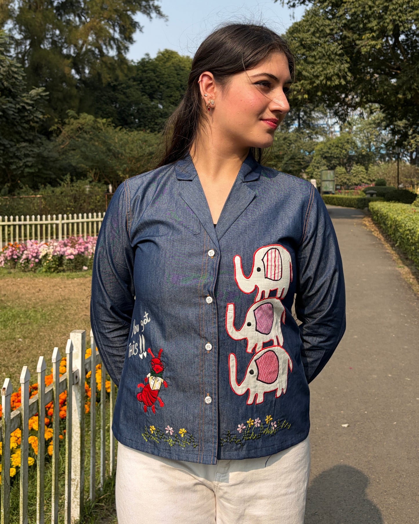 Haathi Chiti Women’s Denim Lapel Collar Shirt