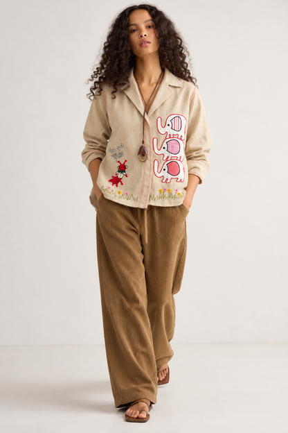 Haathi Chiti Women’s Linen Lapel Collar Shirt