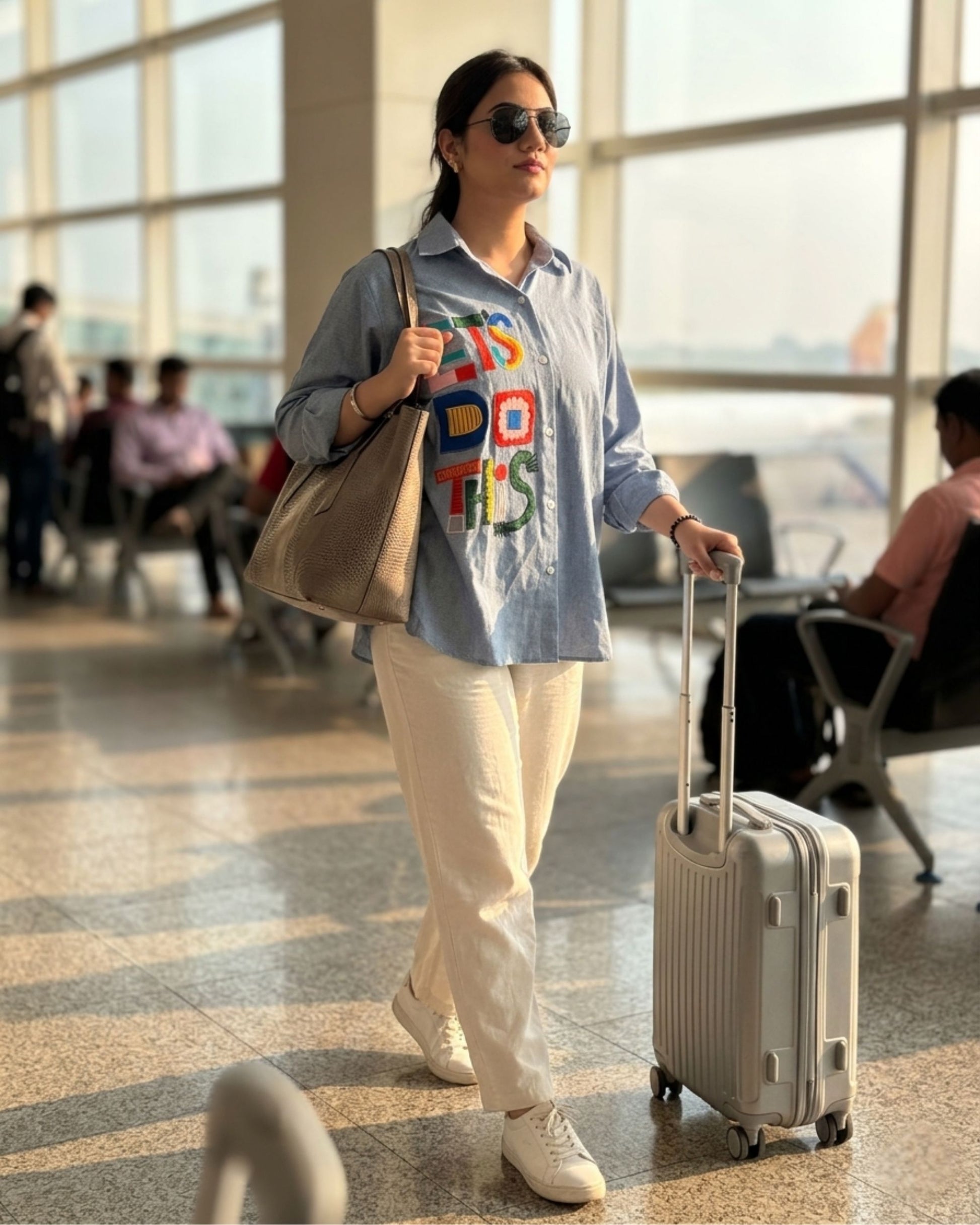 lets do this shirt airport look