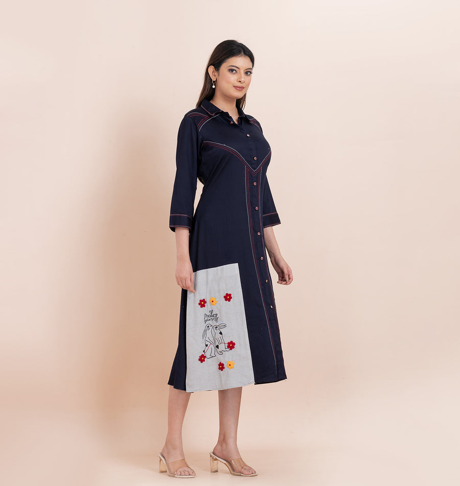 Navy Blue Shirt Dress