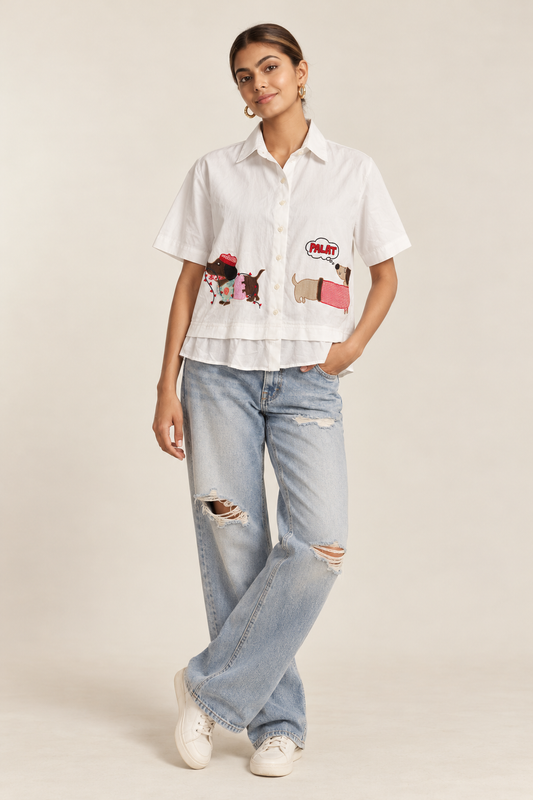 PALAT applique womens cotton shirt