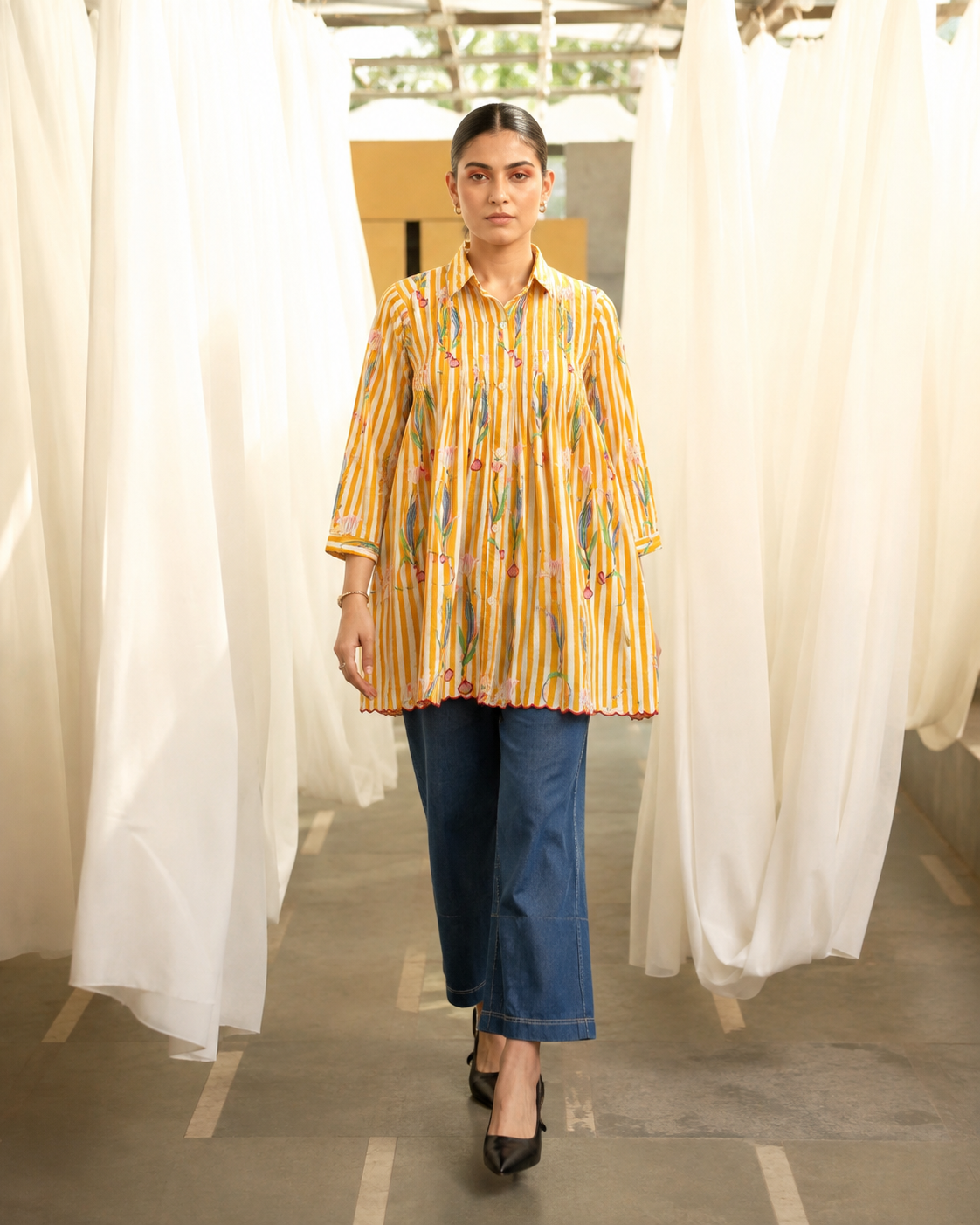 Peeli Dhoop pure cotton pintuck shirt