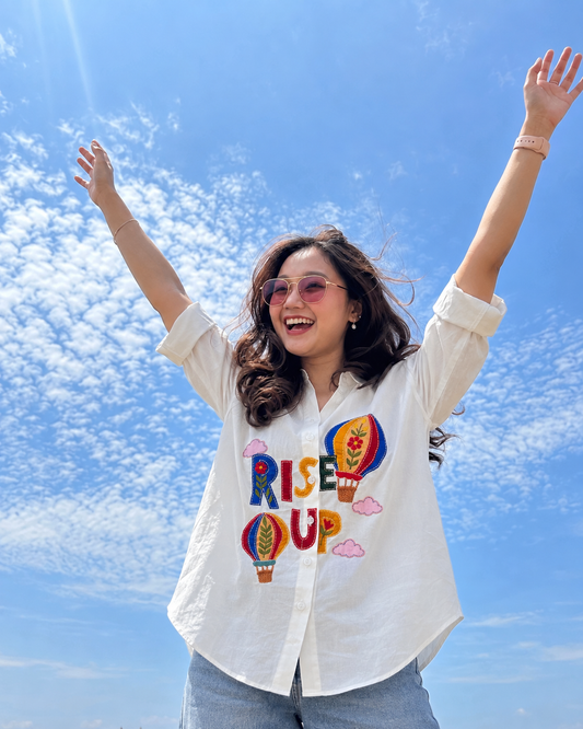RISE UP- Women's Pure cotton Applique ambroidery shirt.
