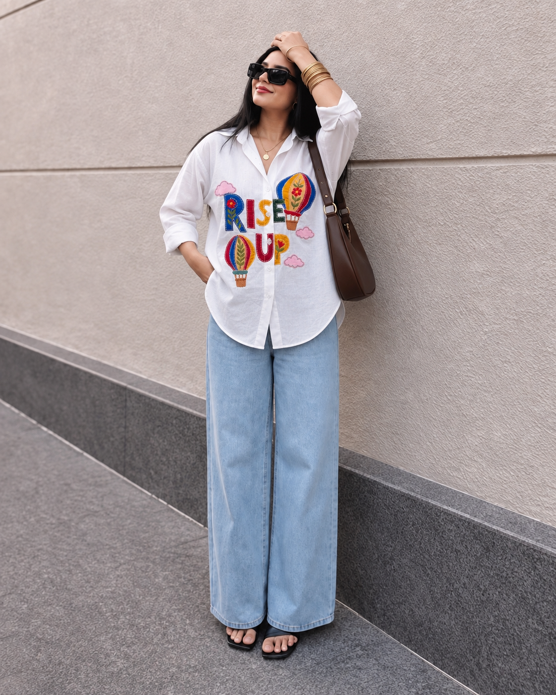 RISE UP- Women's Pure cotton Applique ambroidery shirt.